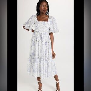 Needle & Thread NEW Rambling Roses Cotton Smocked Midi Dress